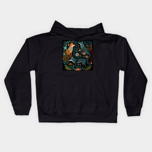 Three Folksy Funky Foxes Grooving With Thriving Fauna Kids Hoodie